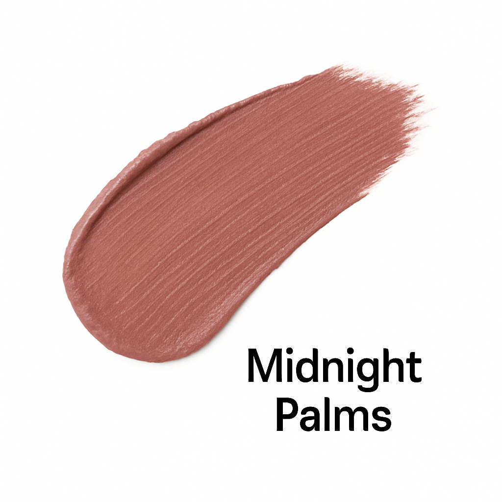 Midnight Palms peel-off lip stain swatch — Ocean Avenue Beauty.