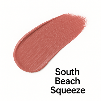 South Beach Squeeze peel-off lip stain swatch — Ocean Avenue Beauty.